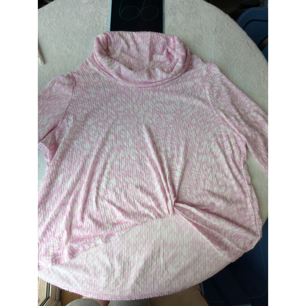 Ruby Rd Cowl Neck Top Womens 3X Pink New Textured Knit Side Slit Pullover